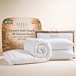 MHG Living Single Duvet 10.5 Tog + 2 Pillows | Hotel Quality Quilt for Year-Round Comfort | Ultra Soft Duvet, Hypoallergenic Hollowfibre Filling, Breathable & Machine Washable Bedding - 135x200cm