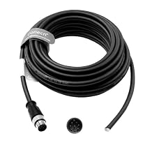 Uonecn M12 A Code 8 Pin Male to Open End Power I/O Cable Cat6a High-Flex Shielded for Cognex Keyence Basler Industrial Automation Fieldbus Module Black 20M