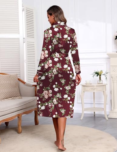 Image of Ekouaer Satin Robes for Women Long Sleeve Silk Bathrobe Soft Lightweight Full Length Sleepwear Bridesmaid Wedding Party Robes