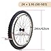 24 Inch Rear Wheel Replacement for Sports Wheelchair, 24 × 1.95 (50-507) Anti-Slip Inflatable Rubber Tires, Aluminum Alloy Spoke Hub
