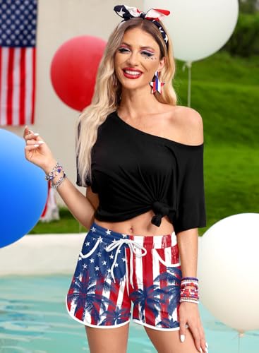 Image of For G and PL Women Summer Floral Beach Boardshorts with Pockets Swim Trunks