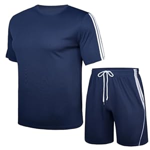 Nieery Ensemble de Sport Court Homme – T-Shirts et Shorts d&rsquo;Entraînement – Manches Courtes – Tenue de Sport Hommes