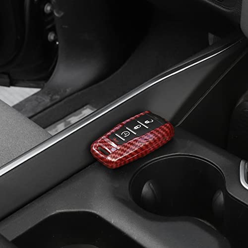 Image of RAZPOY for RAM Key Fob Cover Replacement Key Case Shell Protector Holder for 2018-2022 Dodge RAM 1500 2500 3500 Accessories, ABS Plastic (Red Carbon Fiber)