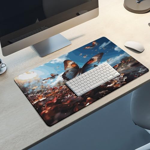 Tapis de bureau papillons imperméable grand format