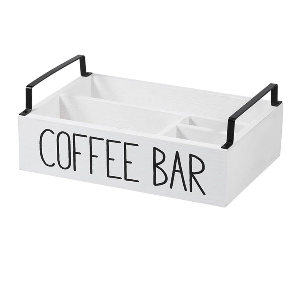 CTRLZS Wooden Coffee Station Organizer- Coffee Bar Accessories, Coffee Pods Holder, Storage Basket for Home Coffee Bar B