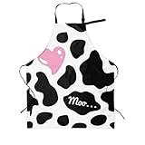 Black And White Cow Print Love Heart Cute Pink Funny Bbq Adjustable Apron For Women Men Birthday...