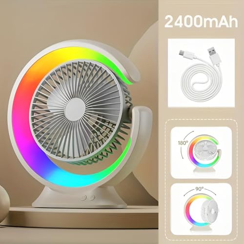 Image of 4000mAh High Speed ๐๐๐๐ก๐๐ซ๐ ๐๐๐๐ฅ๐ Table Fan for Home, ๐๐ฌ๐๐ข๐ฅ๐ฅ๐๐ญ๐ข๐ง๐ ๐๐๐ง with ๐๐๐ ๐๐ข๐ ๐ก๐ญ | ๐๐๐ ๐๐๐ซ๐ฌ๐จ๐ง๐๐ฅ Fan, ๐ ๐๐ฉ๐๐๐ (R - White)