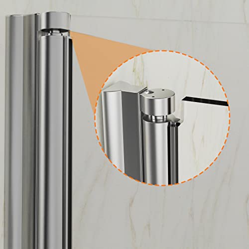 Lovmor Folding Shower Door, 34" W X 72" H Bi-Fold Glass Bathroom Shower Door, 1/4" Folding Shower Door With Chrome Finish, Reversible Installation #TOP2