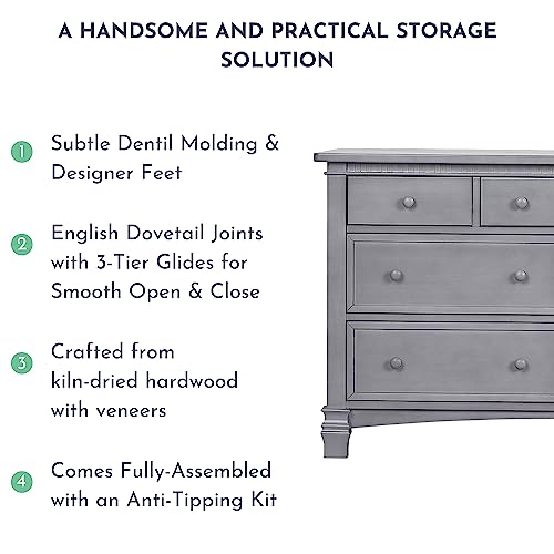 Evolur Santa Fe Double Dresser, Storm Grey #TOP4