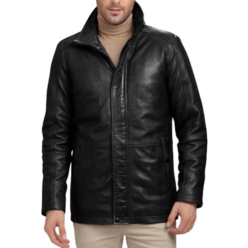 Leather Mens Jacket - 3/4 Length Car Coat Style Real Lambskin Leather Jacket for Men3