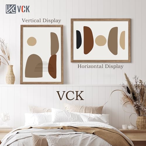Image of VCK 20x28 Poster Frame Solid Wood Walnut 3 Pack Picture Frames 20 x 28 Inches with Wall Mounting Hanging