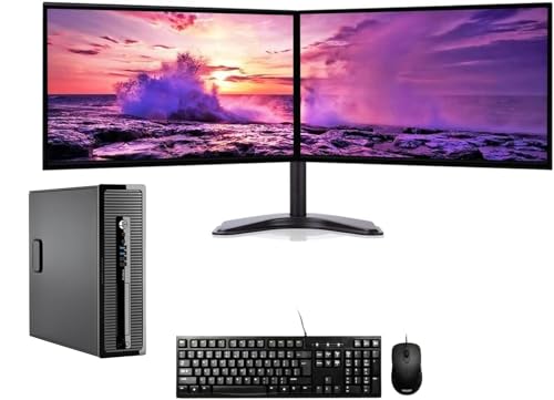 COMPUCLEAR Complete set Dual 24 inch IPS Monitors & Prodesk - Core i5-4570 - 8GB RAM - 128GB SSD + 500GB HDD - WiFi - DVDRW - Windows 11 64-Bit Desktop PC Computer (Renewed)