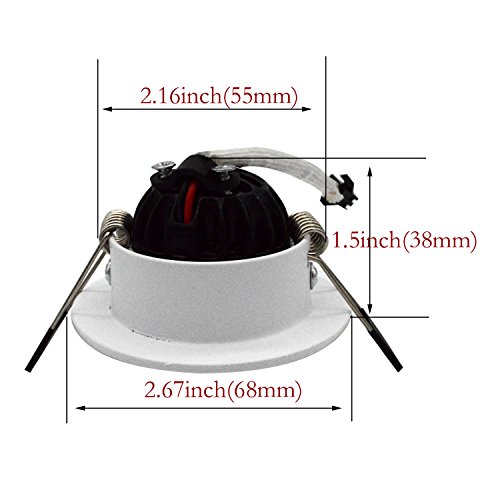 ZDPCYT LED Downlight 110V Dimmable 3WCOB CRI80 LED Spotlight Lamp 2 inch Down Lights Adjustable Recessed Lighting Fixture &Trim Lighting t Pack of 4 with Driver (Nature White(4000-4500K)) by ZDPCYT - Used condition - Image 3