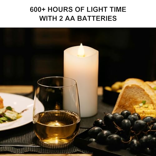 Image of 1PCS, 3 x 6 inches Flameless Candle with Remote Control, 3D Flickering Wick, Real Wax, Battery Candles,with Timer,Battery Powered Candles,for Holiday Home Decor,White