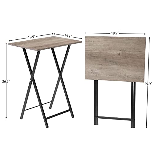 Hoobro Folding Tv Tray Tables, Set Of 2 Side Table For Small Space, Industrial Snack Tables For Eating At Couch, Stable Metal Frame, Easy Assembly, Space Saving, Greige And Black Bg25Bz01 #TOP5