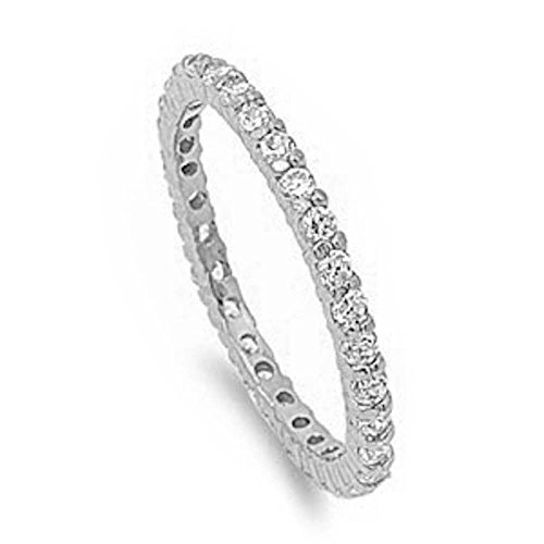 Oxford Diamond Co Stackable Cz Eternity Style Wedding Band .925 Sterling Silver 4-11 (5)
