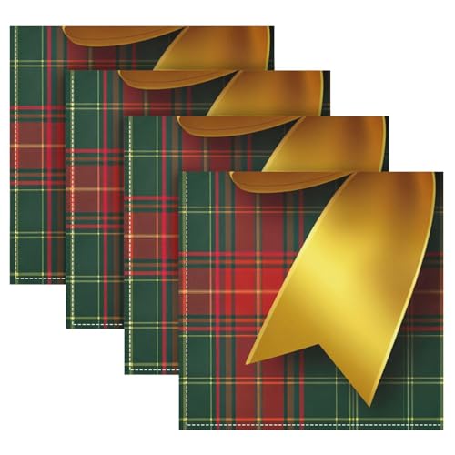 Servilletas de tela tartán rojo y verde pack x4 miniatura 1