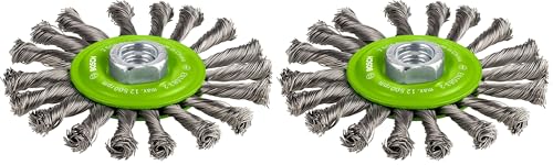 Bosch 1x PRO Stainless Steel Longlife Scheibenbürste, gezopfter Draht für kleine Winkelschleifer und M14-Gewinde (für Nichteisenmetalle, Stahl, Ø 115 mm, Professional Zubehör Kleiner Winkelschleifer)