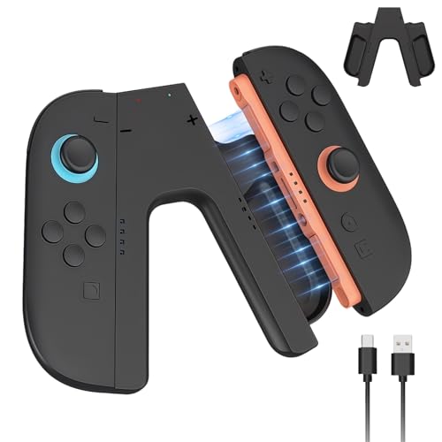 BUPVIOOD 2025NVo Q[Rg[[X^h Switch 2pJoy-Con2[dObv Joy-Con2ANZT LED[dCWP[^[t lԍHw݌v Type-C vCȂ[d\ USB RpNg[ (u