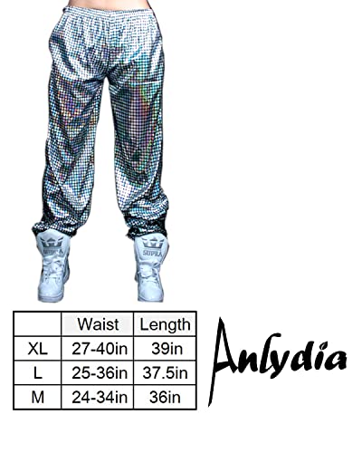 Anlydia Night Club Metallic Hologram Shiny Pants Party Trousers #TOP6