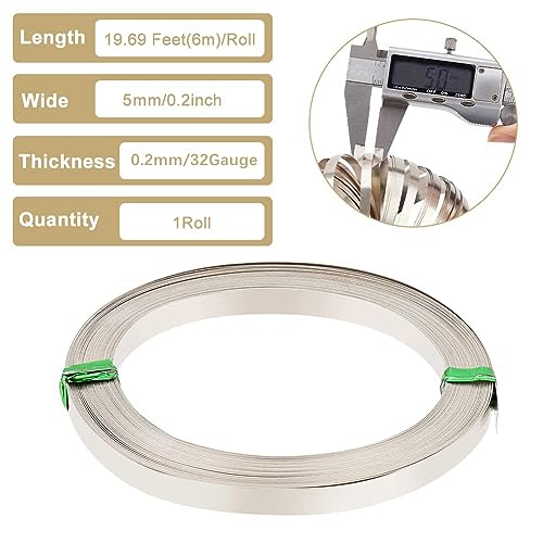 BENECREAT 6m/19.7 Feet 5mm Copper Flat Bezel Wire, 0.2mm Platinum DIY Bezel Setting Wire for Sculpting Armature, Jewelry Making - Image 2