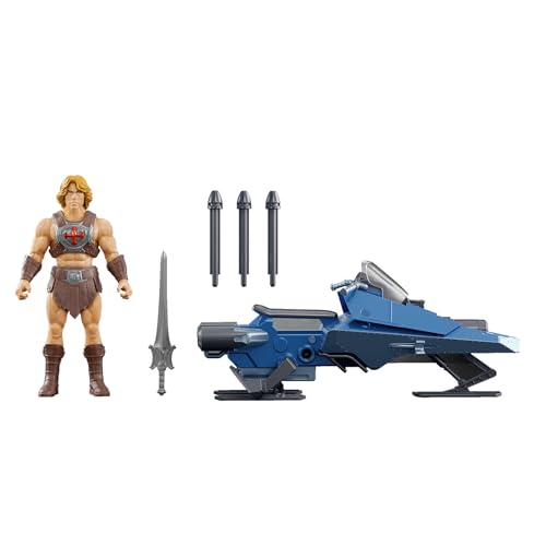 Masters of the Universe Vehicle & Figure 5.5 Inch Scale, Universe He-Man and Sky Sled Pack, 2026 Movie Accurate, Blaster & Projectiles, JMJ22