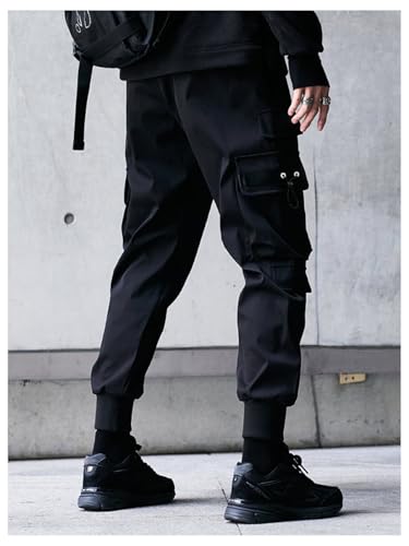 OYOANGLE Men's Cargo Pants Casual Joggers Pants Drawstring Waist Streetwear Tapered Pant with Pockets2