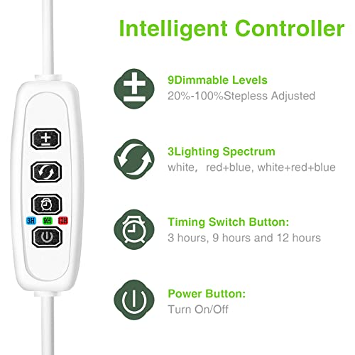 Fafagrass Grow Lights For Indoor Plants, Full Spectrum Led Halo Plant Light With Stand Height Adjustable Auto Timer, 9 Dimmable Levels 3 Colors Red Blue White Spectrum For Indoor Plants Growing #TOP6