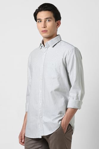 Image of Van Heusen Men's Casual Shirt for Men | Cotton | Stripe | Slim Fit | Full Sleeves |