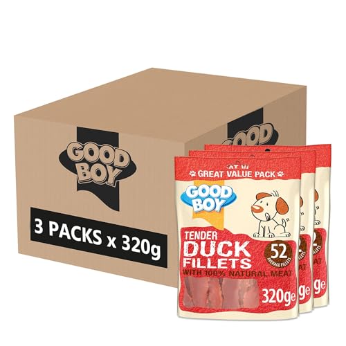 Good Boy - Tender Duck Fillets - Dog Treats - Made With 100% Natural Duck Breast Meat - 320 Grams - Low Fat Dog Treats 320 g (Pack of 3)