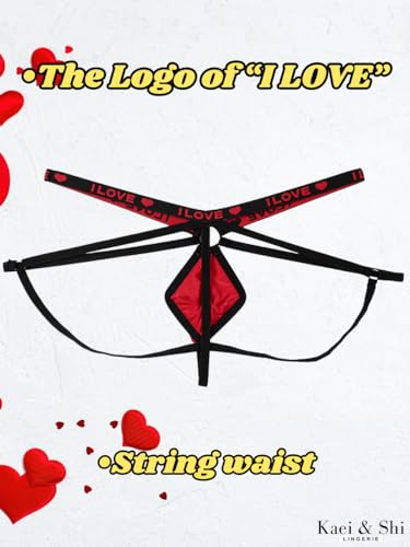 Kaei&Shi Sexy Mens Lingerie, Love Logo, Jock Strap, Cutout G String Thong3
