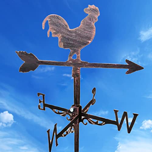 Coq girouette rétro en métal indicateur de vent stable pour toit - 8