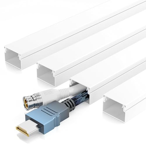 Delamu 57in Cord Hider, Cord Covers for 1 Wire, Paintable Cable Hider, Wire Covers for Cords on Wall, Wire Hiders for TV on Wall, Cable Cover Cable Management, W0.59in H0.40in