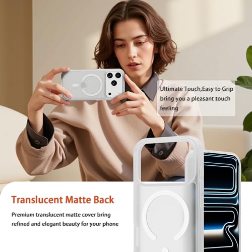 Image of Magnetic for iPhone 17 Pro Max Phone Case, [Compatible with MagSafe], Screen Protector X1, [Military Grade Drop Protection],Matte Finish,Slim,Shockproof,Protective (Frosted White, 17 pro max)