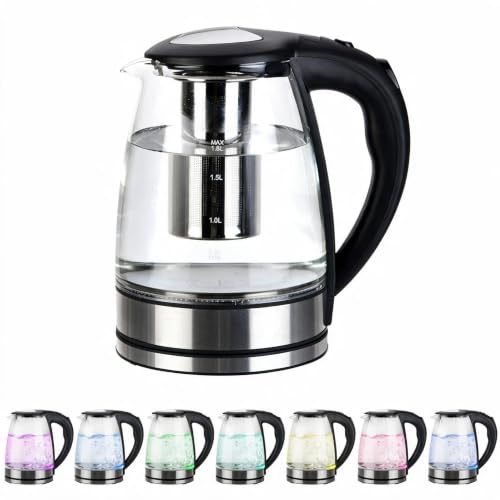 Trygoal Glass Electric Kettle with LED & 360°Rotation Base, 1.8L, 1200W by Trygoal - Used condition - US$26.79