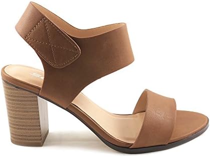 Soda Topshoeave Wait Womens Open Toe Chunky Heel Ankle Strap Shoes Block High Heel Dress Sandals, 8.5, Congnac