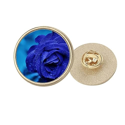 Broche ronde en métal doré à roses bleu foncé : l'astuce mode pour customiser vos vestes