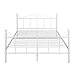 H.J WeDoo Doppelbett Metallbett Ehebett Bett Metall Bettgestell mit Lattenrost für Gästezimmer Schlafzimmer Bett In Weiß Blume Design 140 x 200cm,Weiß