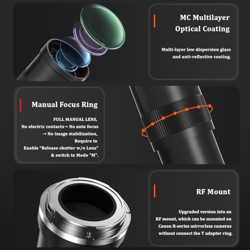 Image of Telephoto Lens for Canon - RF Lens 420-800mm Manual Focus MF Zoom Lens for Canon EOS R, Ra, RP, R3, R5, R5 C, R6, R6 Mark II, R7, R8, R10, R50, R100 Mirrorless