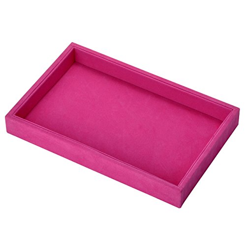 Preisvergleich Produktbild Mogoko Schmucktablett Schmucklade Leere Ring Schmuck Halter aus Samt Schmucksache-Anzeigen Schmuckdisplay Schmuckaufbewahrung 22,75cmx14,5cmx2,9cm (Rosa)