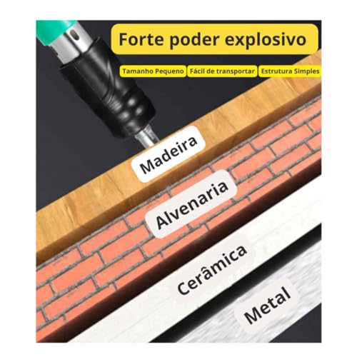 Kit Pistola de Fixação Finca Pino Ação Direta com 10 Pinos Óculos Proteção Maleta