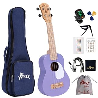 Winzz Kids Ukulele Beginner Set for Adults and Children 21 Inches Purple - Les Beatles, Paul McCartney, John Lennon, RIngo Starr, George Harrison