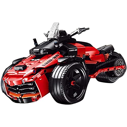 FYHCY Technik Mechanical Rennwagen Motorrad Modell, 903+ Klemmbausteine Dreirädriges Motorrad Supermotorrad Kompatibel…