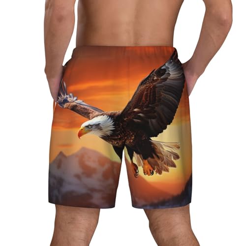 Men's Swim Trunks Quick Dry Board Shorts Eagle Flying in The Sunset Beach Shorts with Pocket Bathing Suits for Men3