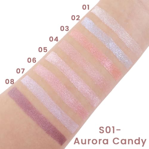 Image of SUAKE Nude Pink Eyeshadow Palette, Matte & Shimmer, High Pigmented 12 Colors Brown Purple Eye Shadow Primers for Eye Makeup, Korean Powder Palet de sombras de ojos (05-Aurora Candy)