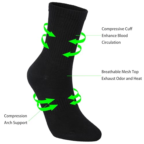 Image of Womens Anti Odor Blister Proof Seamless Cotton Moisture Wicking Sports Ankle /Crew Dress Socks,Size 6-10
