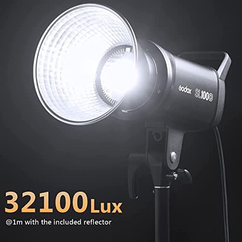 Godox SL100D LED Video Light with Bowens Mount, 100W 5600K CRI 96 TLCI 97 LED Studio Light, 8 FX Light Effect LED Continuous Video Lighting (White Light Version)