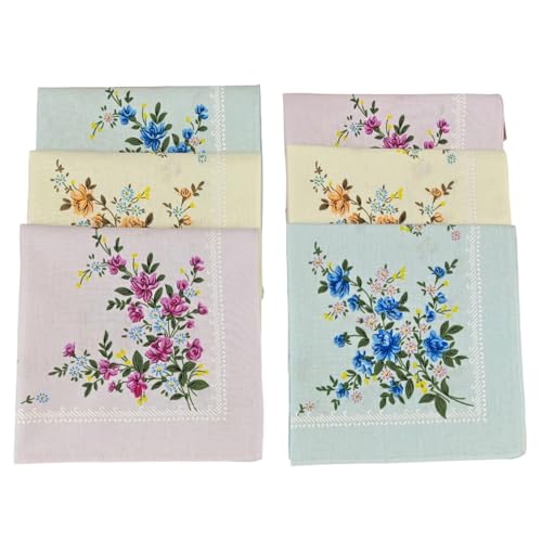 GDFHULOG Women's Cotton Handkerchief Elegant Floral Print Soft Hanky Travel Size Reusable MultiPurpose Fashion Accessory