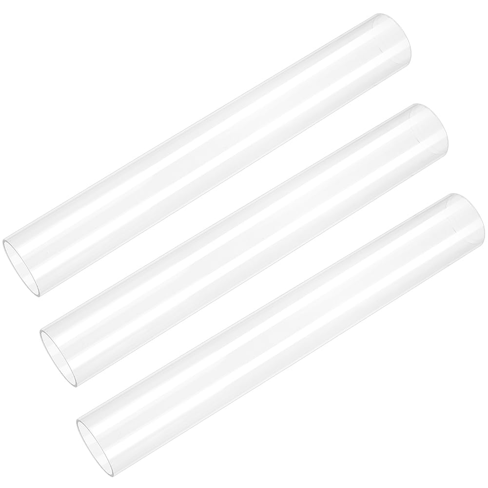 BENECREAT 3 tube Acrylique Tuyau Transparent en Acrylique de 45mm de Diamètre Intérieur et de 50mm de Diamètre Extérieur Tuyau Rond Rigide Transparent pour Lampes Aquariums