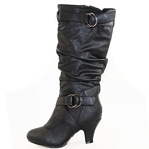 TOP Moda Auto-2 Low Heel Round Toe Mid Knee High Calf Dress Boot2